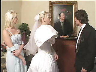 Blonde Bride fucks two hard cocks in resemble closely